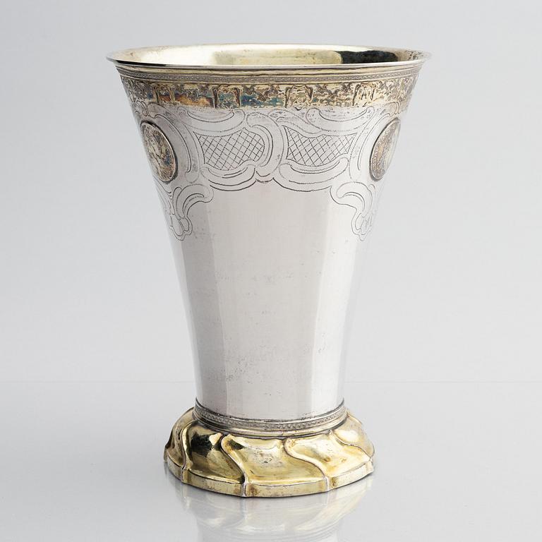 Simson Ryberg, bägare, delvis förgyllt silver, Stockholm 1779. Gustaviansk.