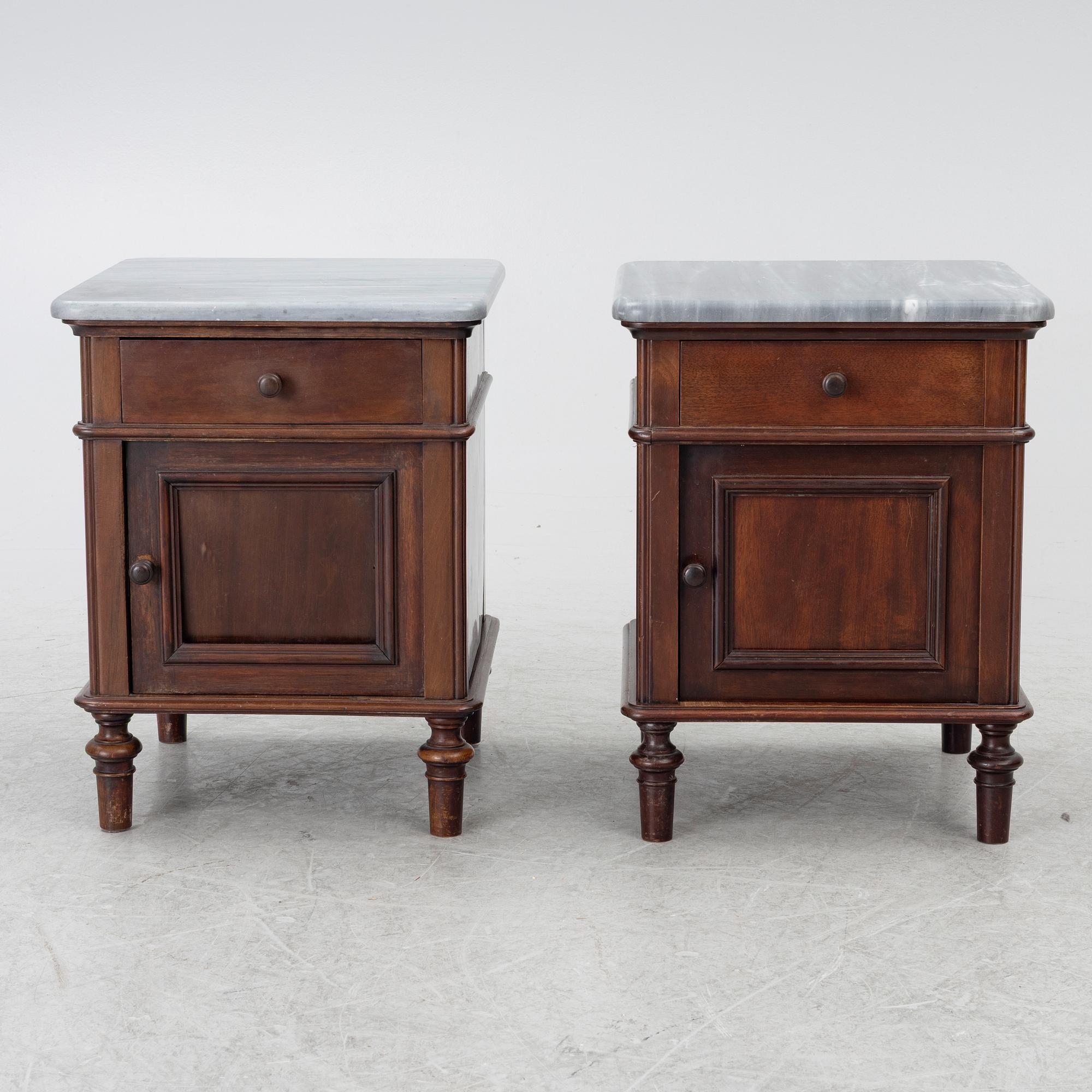 A pair bedside tables, early 20th Century.
