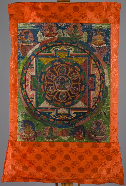 VÄGGBONAD, Thangka, provinsiellt arbete, Kina / Tibet, 1900-talets första hälft.