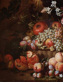 Abraham Brueghel & Guillaume Courtois Attributed to, Allegorical woman figure with flowers and fruits.