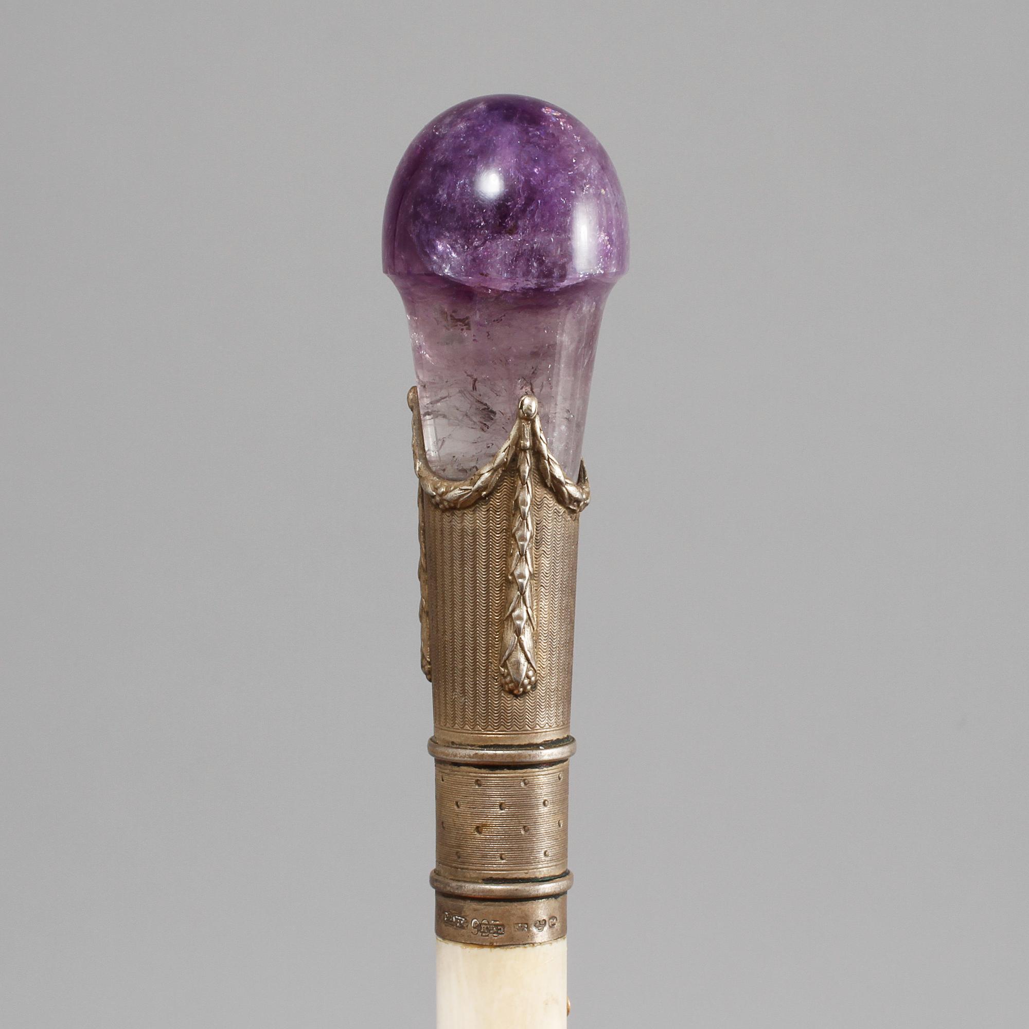 BREVKNIV, silver, ametist och ben, silverstämplat C.G Hallberg, Göteborg, 1908.