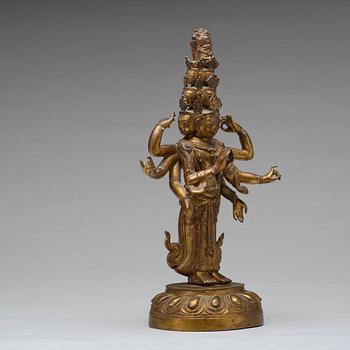 ELVAHÖVDAD AVALOKITESHVARA, brons. Tibetokinesisk, 1800-tal.