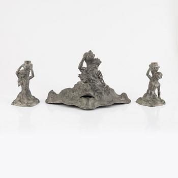 A three-piece writing set, Jugend, Northern Europe, around 1900.