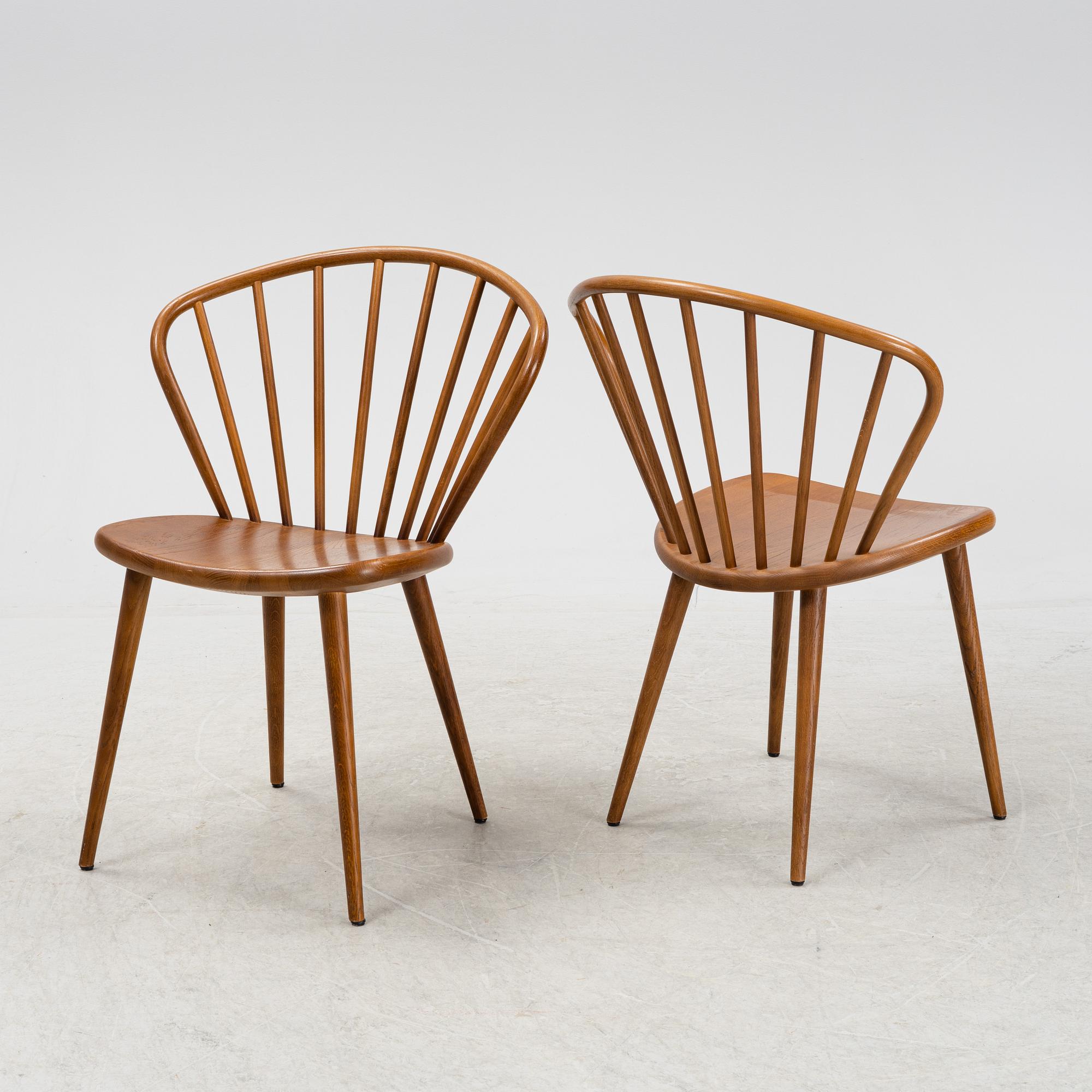 A set of four stained oak 'Miss Holly' chairs by Jonas Lindvall for Stolab, dated 2019.