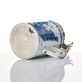 A blue and white Chinese Export silver mounted tankard, Qing dynasty, Qianlong (1736-95). Bergen, Norway 1783.