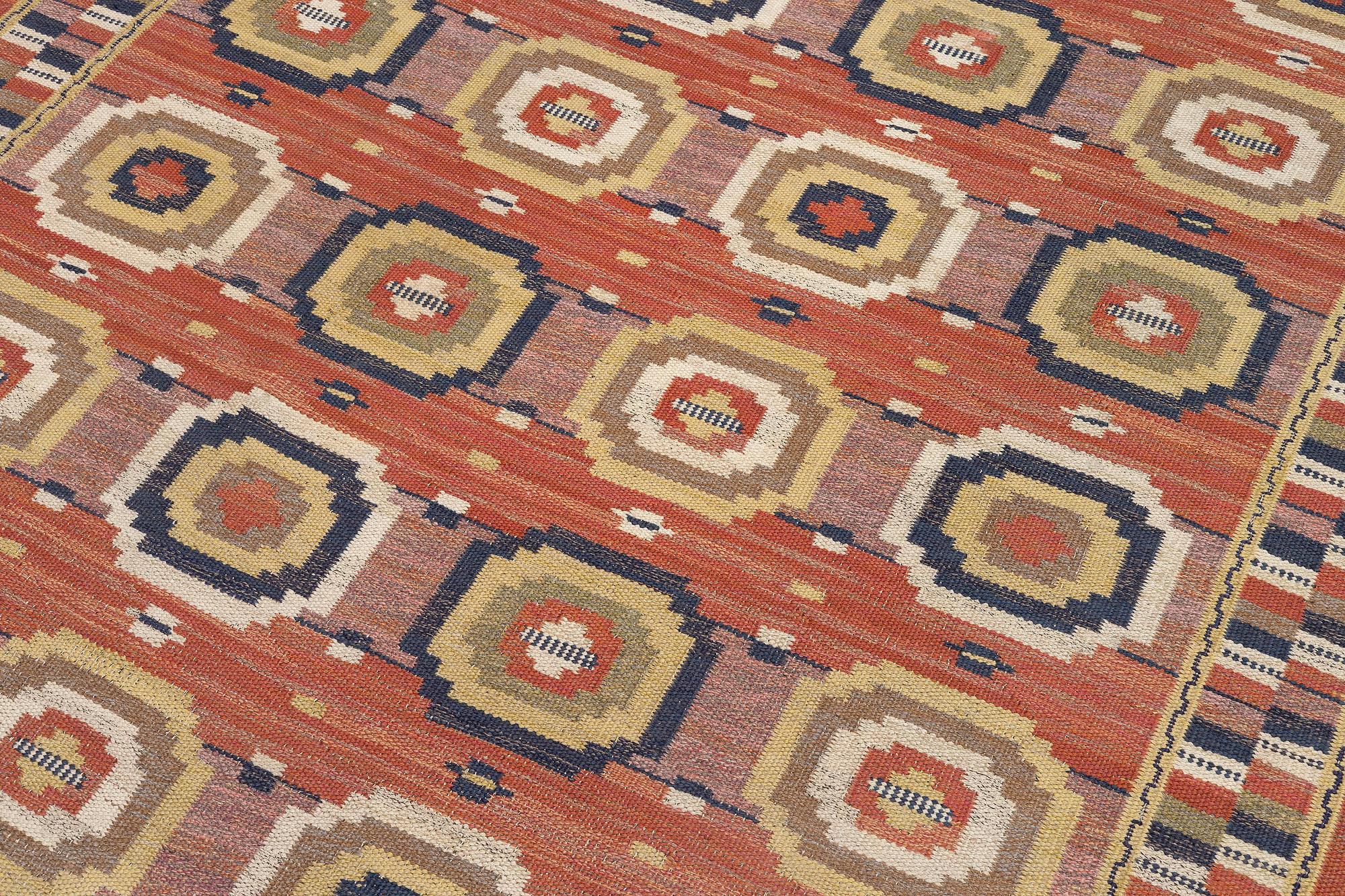 Märta Måås-Fjetterström, a 'Röda åttan' carpet, flat weave, c. 267 x 202 cm, signed MMF.