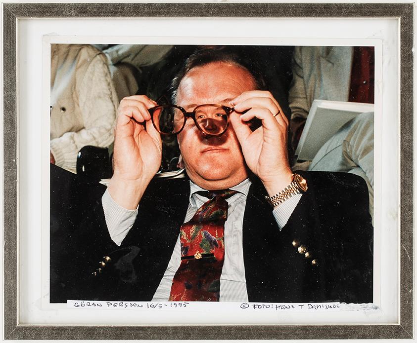 HANS T DAHLSKOG, fotografi, "Göran Persson" signerat och daterat 1995.