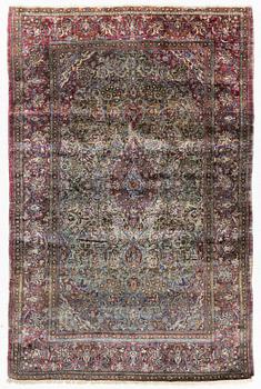 A rug, antique, silk Kashan, ca. 196 x 129 cm.