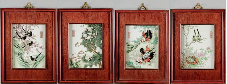 PORSLINSMÅLNINGAR, 4 st, Kina, sannolikt 1900-tal.