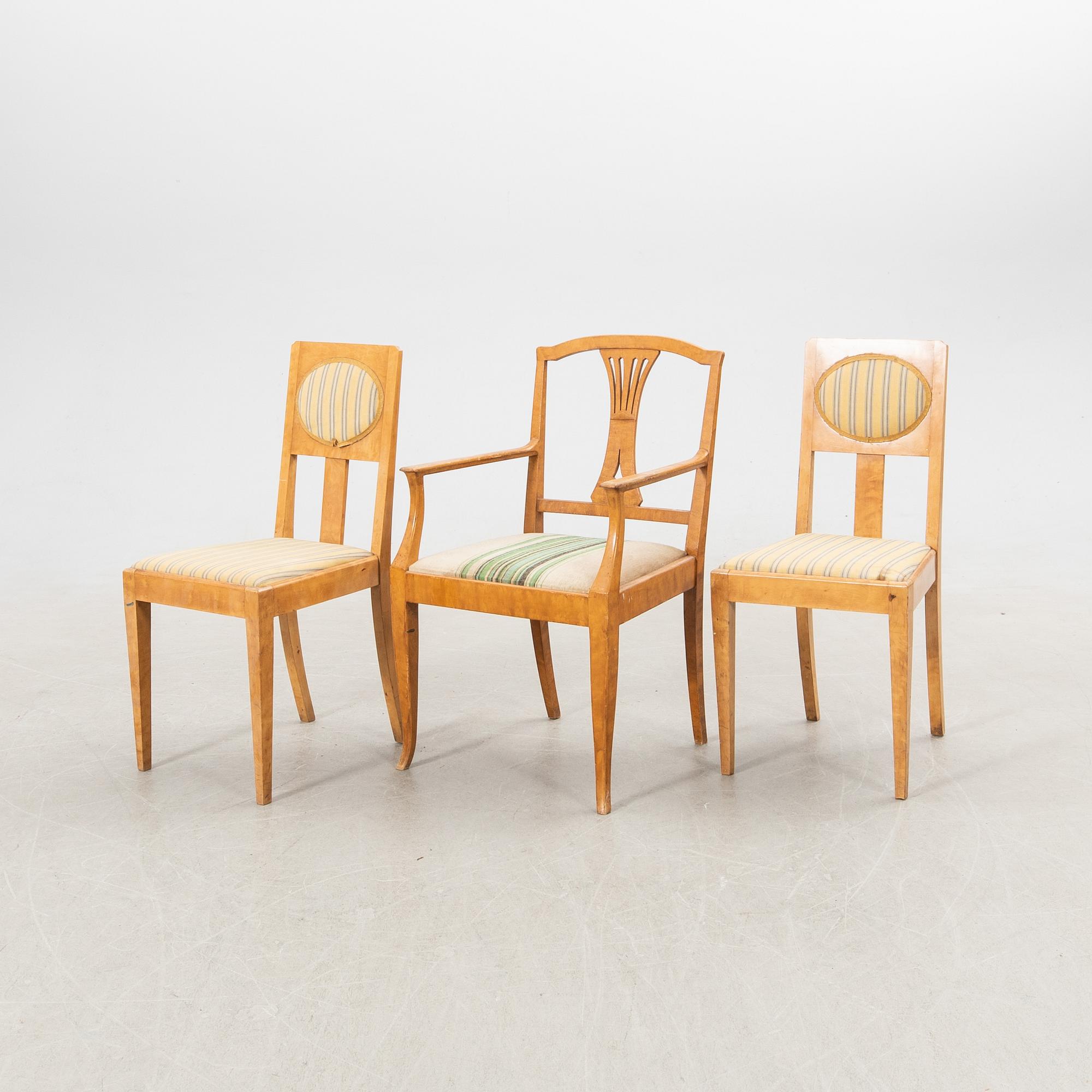 Stolar 2 st samt karmstol 1900-talets början.