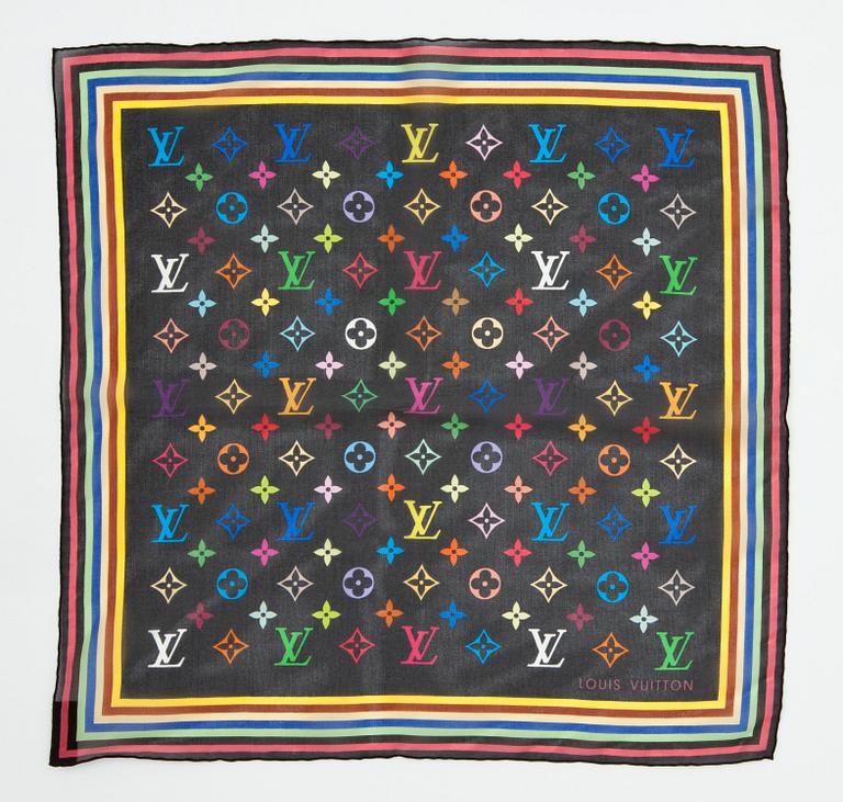LOUIS VUITTON, two monogram multicolored silk handkerchiefs.