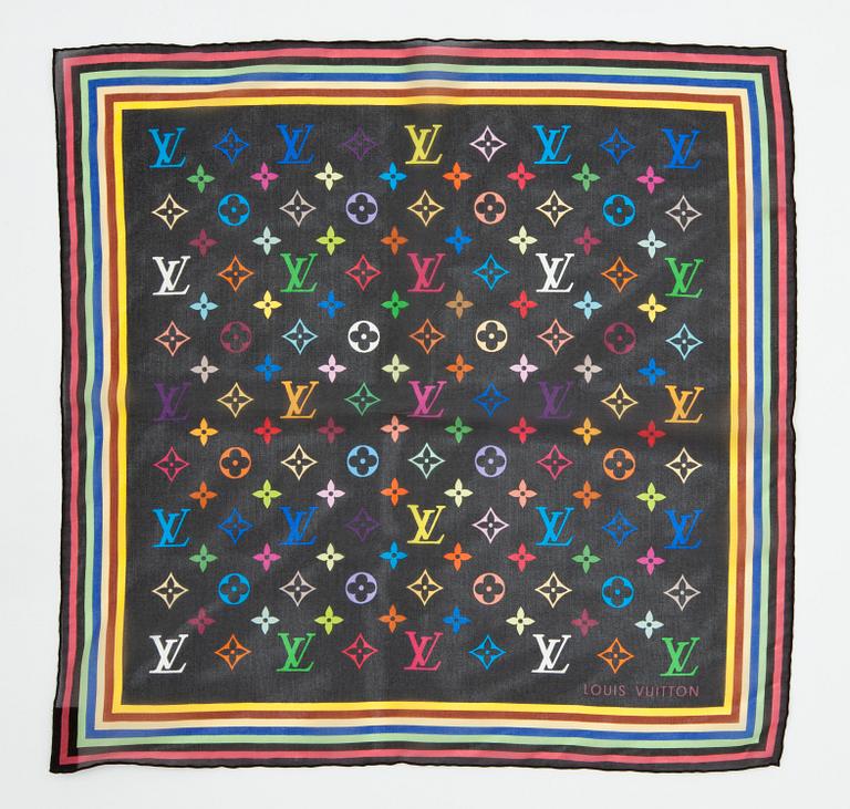 LOUIS VUITTON, two monogram multicolored silk handkerchiefs.