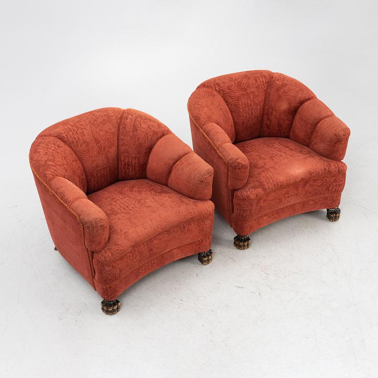 A pair of Swedish Modern armchairs, Gothenburg, 1930s.