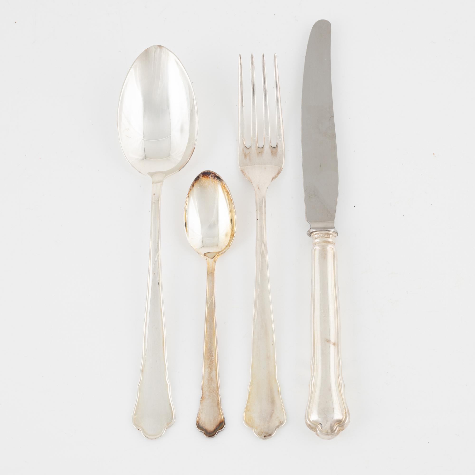A 49-piece Swedish silver cutlery, bearing the mark of GAB. including Eskilstuna 1979.