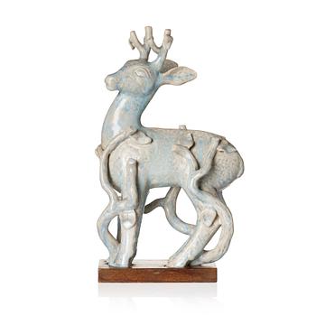 Stig Lindberg, a stoneware sculpture of a deer, Gustavsberg studio, Sweden 1940's.