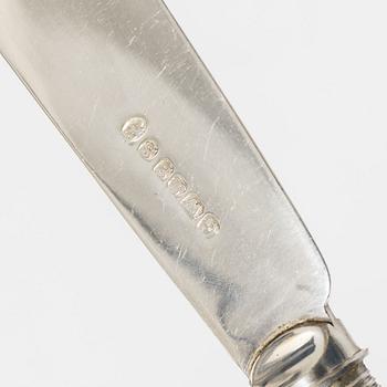 A 12-piece fish cutlery set, marks of James Albert Scholes, Sheffield, England 1904.