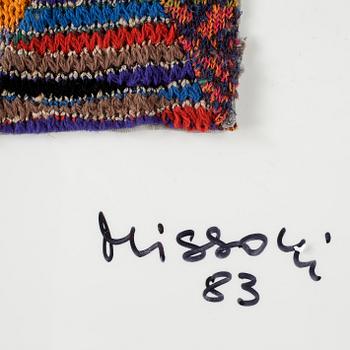 OTTAVIO MISSONI, stickad multipel, textil på plexiglas, signerad, daterad o numrerad "AP 2/3", -83.