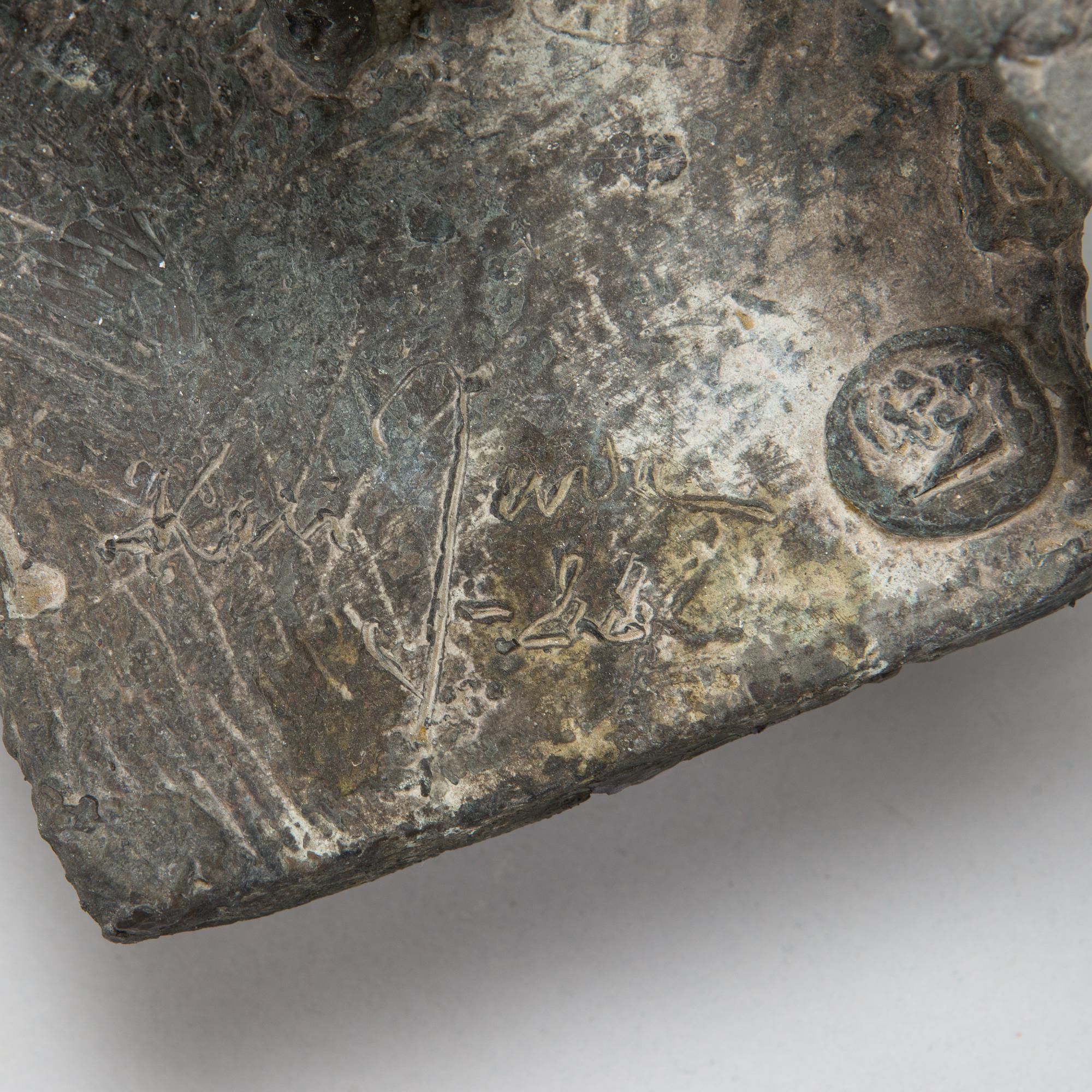 Kari Juva, a bronze sculpture, signed and dated -88 and monogram signed.