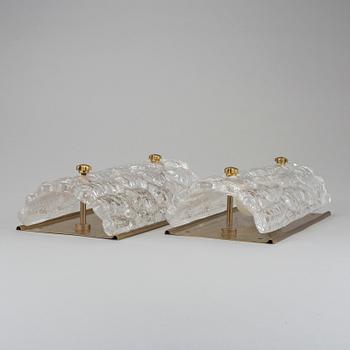 VÄGGLAMPOR, ett par, Carl Fagerlund, Orrefors, 1960/70-tal.