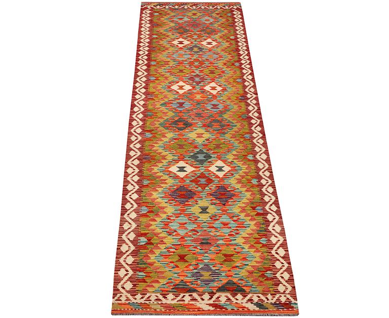 Gallerimatta, kelim, Afghanistan, ca 390 x 80 cm.