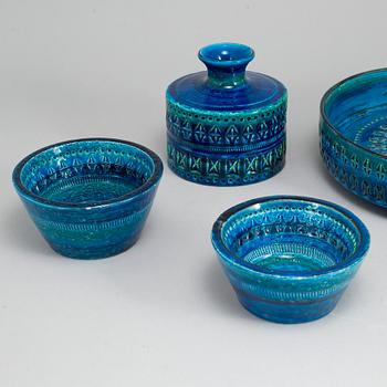 A group of five 'Rimini Blue' stoneware vase and bowls, for Bitossi, second half of the 20th century.