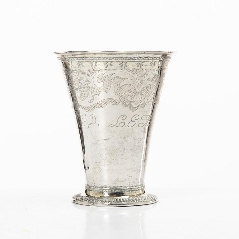 A Swedish Rococo silver beaker, mark of Elias Noreus, Östhammar 1760.