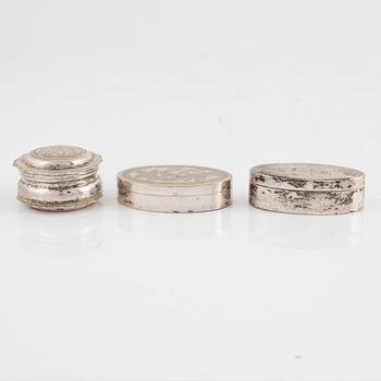 Boxes, 3 pcs, silver, Sweden, 1789-1848.