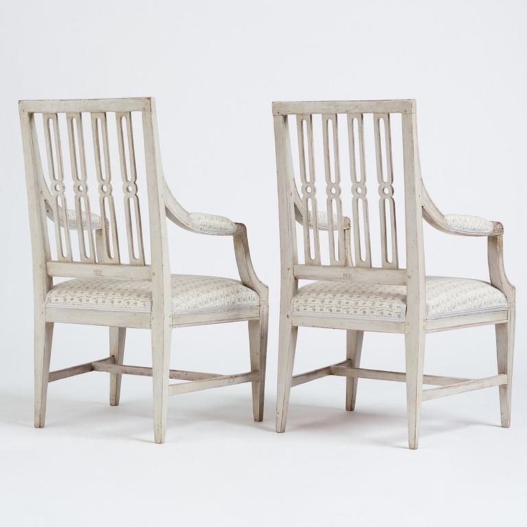 A pair of Gustavian armchairs by M Lundberg (1775-1812).