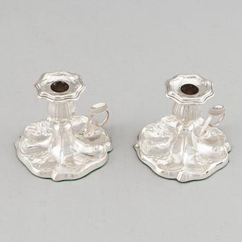 W Pettersson, nattljusstakar, ett par, silver, Åbo 1891.