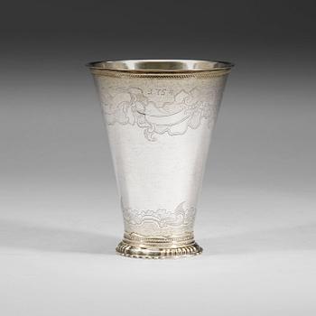 443. A Swedish 18th century parcel-gilt beaker, Henrik Adam Christiernin, Arboga (1740-1760).