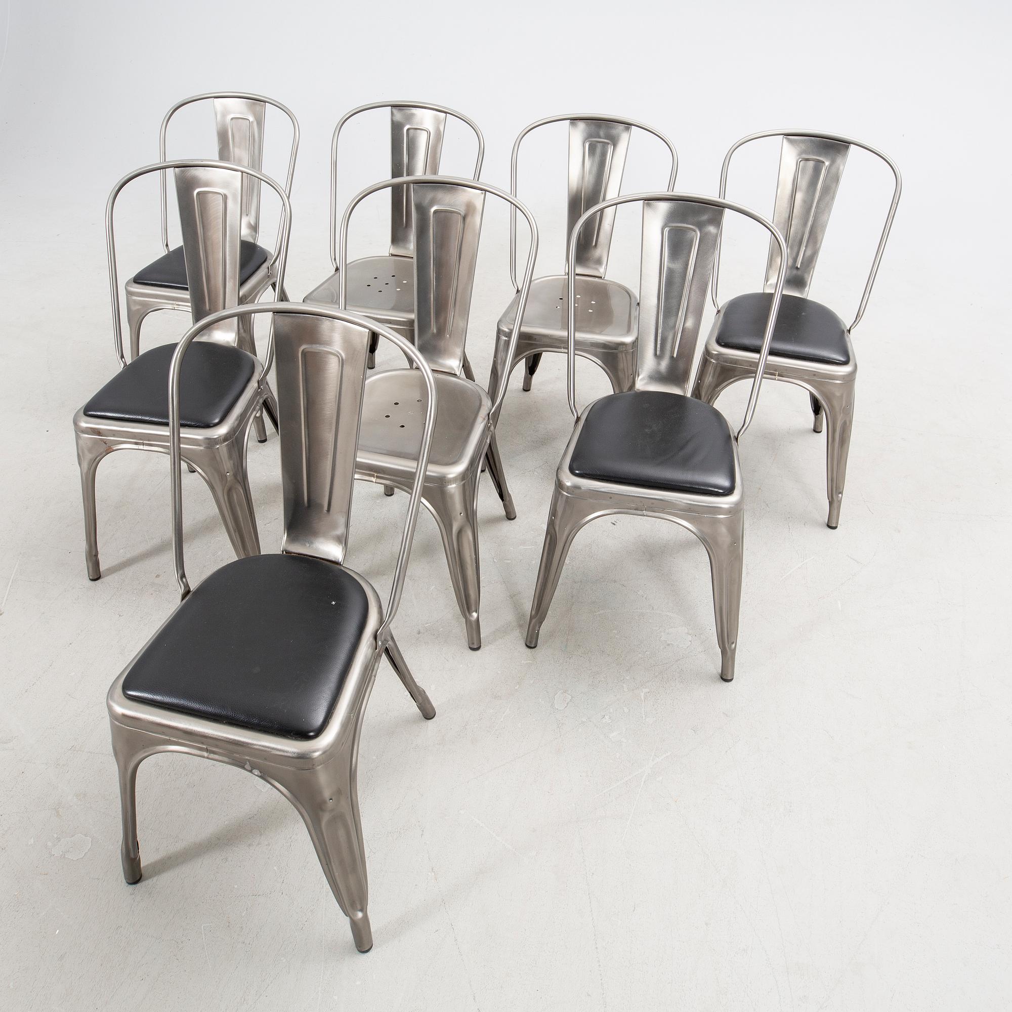 Xavier Pauchard chairs, 8 pcs, "A Stol", Tolix, France. 2000s.