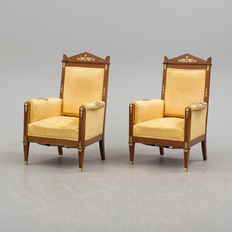 A pair of easy chairs, early 20th century.