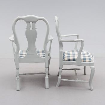 STOLAR 12 st och KARMSTOLAR 2 st, rokokostil, modell "Karl", Åmells, 1900-talets andra hälft.
