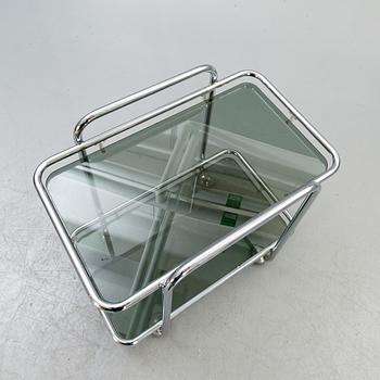 A 1970s chrome serving trolley.