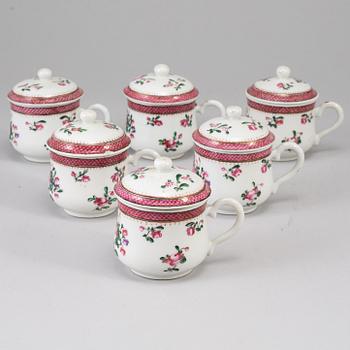 A group of six famille rose custard cups with covers, Qing dynasty, Qianlong (1736-95).