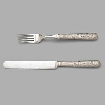 644. A Chinese silver cutlery set, Shanghai, Zee Wo, early 20th Century (12 pieces).