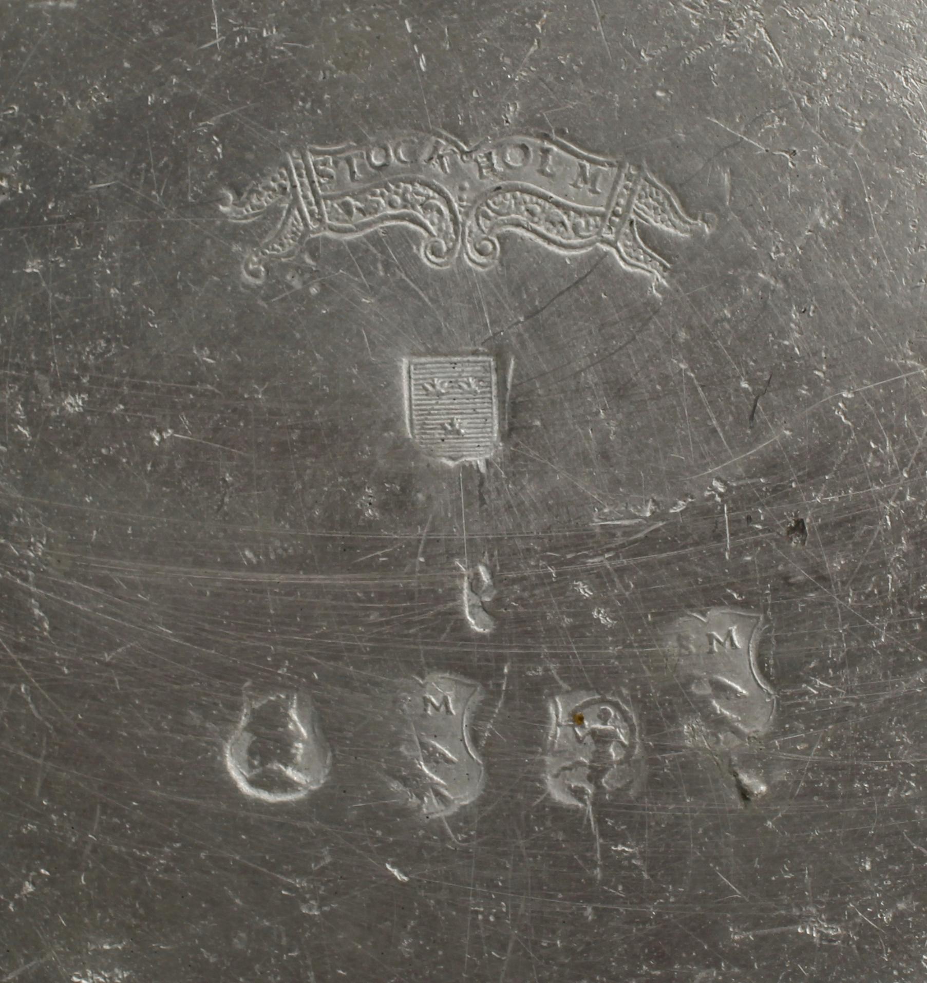 TALLRIKAR, 1 par, tenn, Samuel Marnel, Stockholm sannolikt 1773.