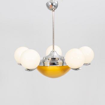 An Art Deco 1940s ceiling pendant.