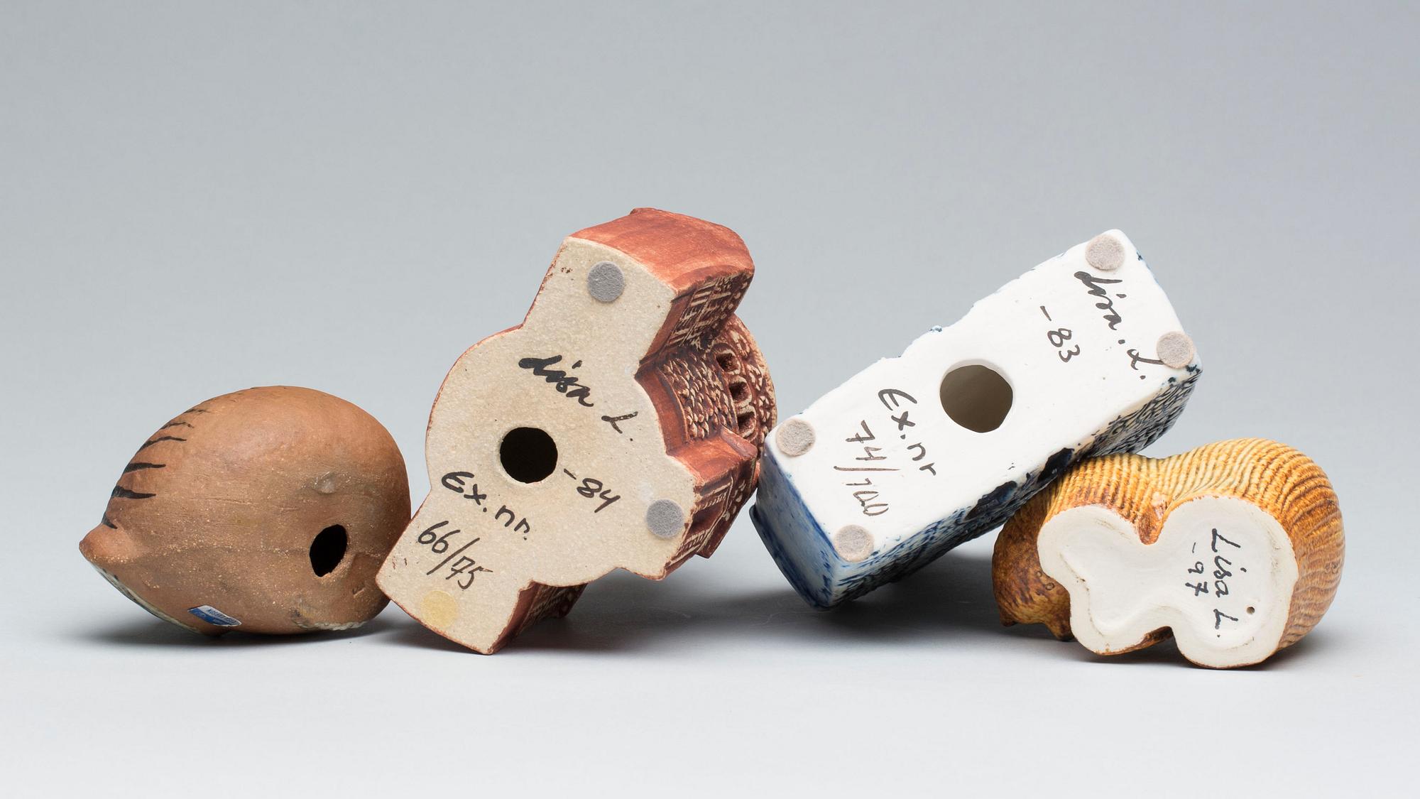 FIGURINER, 4 st, stengods, Lisa Larsson.