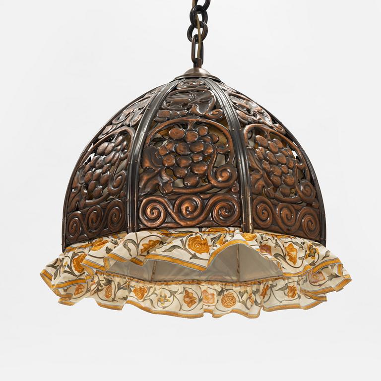 A copper ceiling lamp, 20th century.