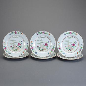 TALLRIKAR, 6 st, porslin, Kina, kompaniporslin, Kina, Qianlong (1736-95).