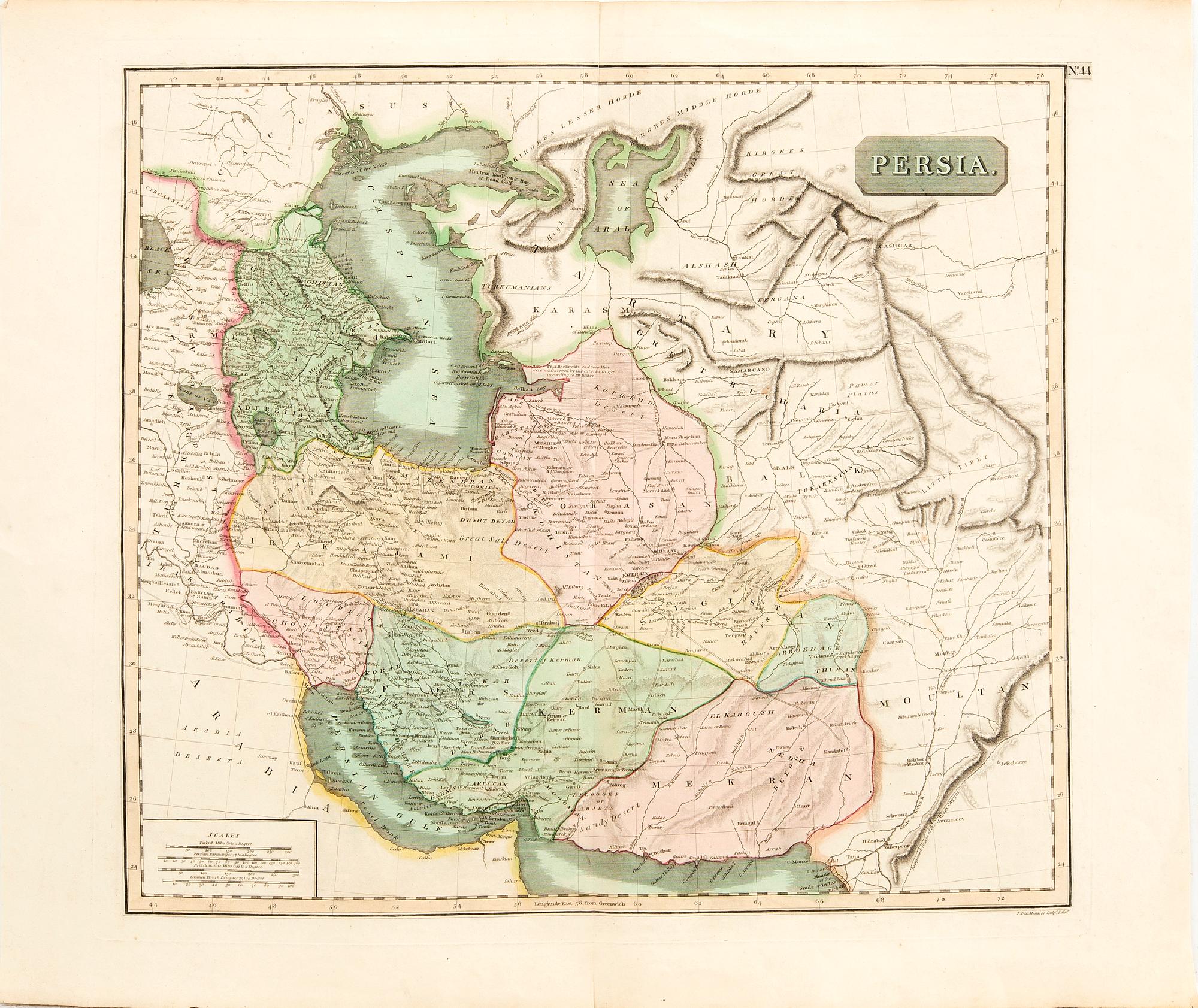John Thomson, map of Persia, Edinburgh Scotland 1817.