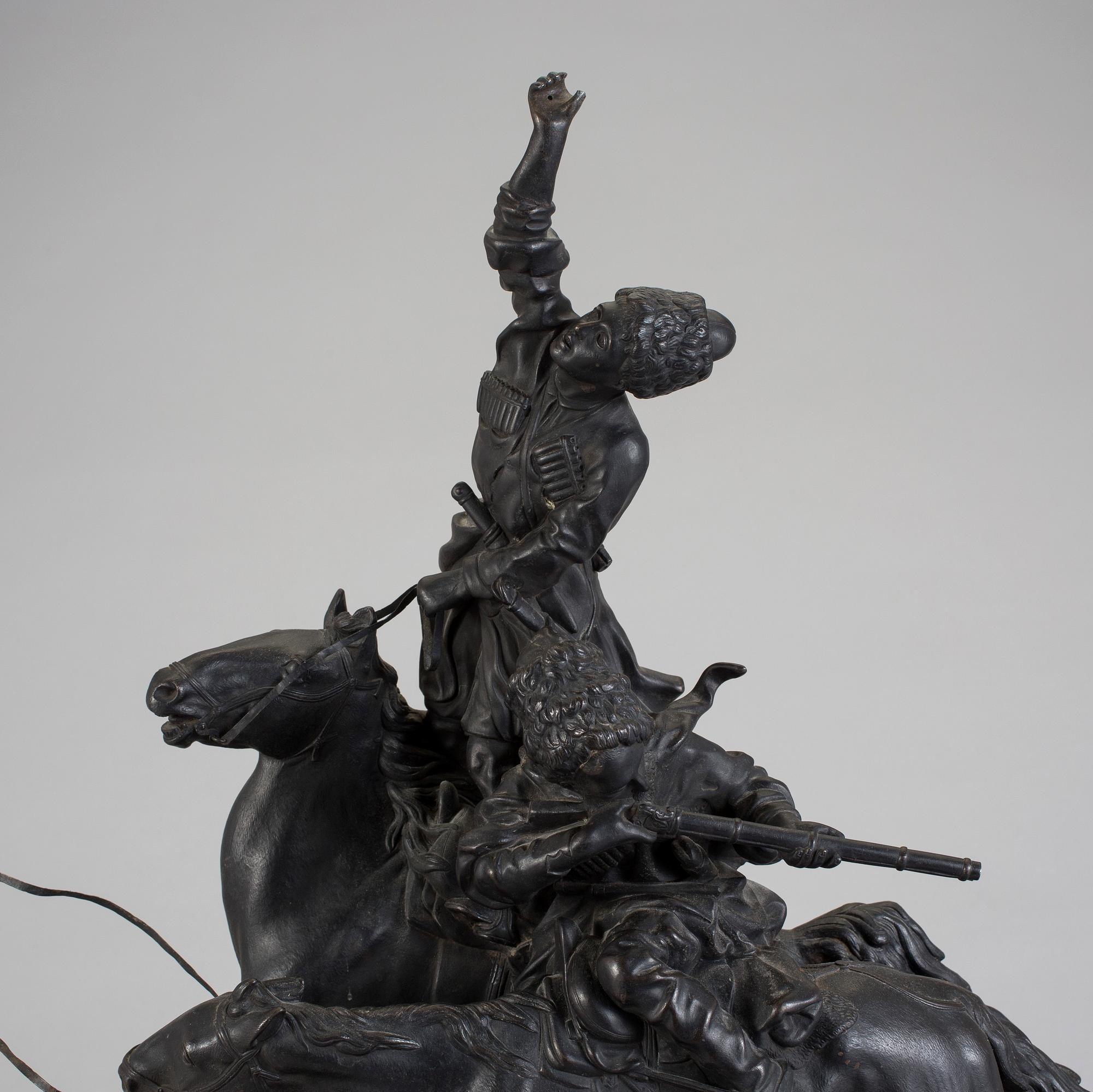 EVGENY ALEXANDROVITCH LANCERAY, efter, skulptur, gjutjärn, stämpelmärkt, Ryssland tidigt 1900-tal.