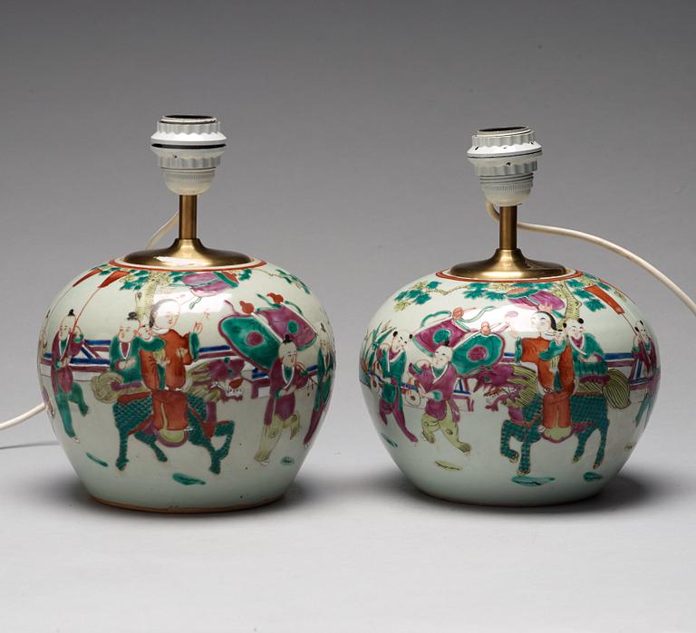 Two Chinese famille rose jars, circa 1900.