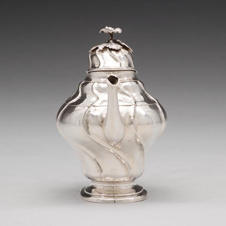 A Swedish 18th century parcel-gilt silver tea-pot, mark of Johan Pettersson Berg, Norrköping 1760.