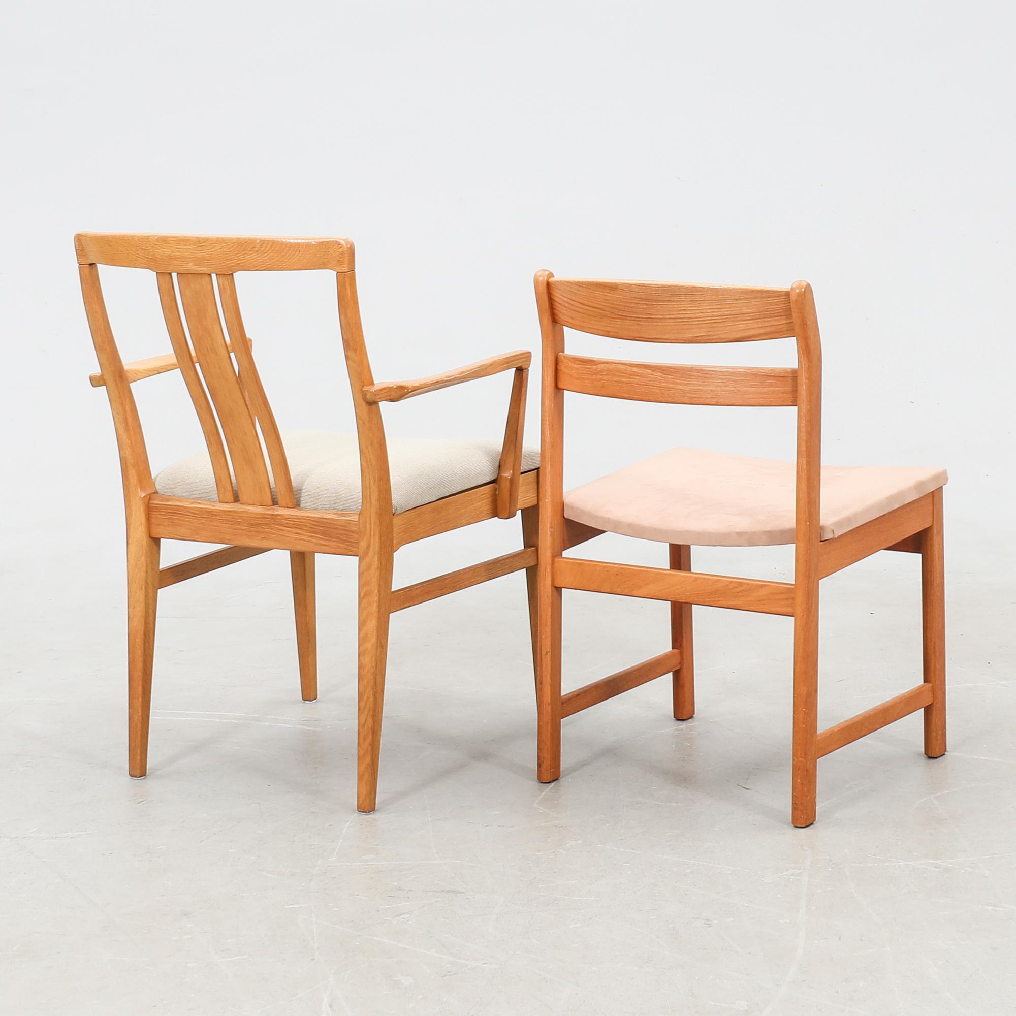 Chairs, 5 pieces, and a pair of armchairs from the 1960s.