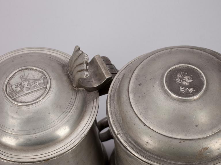 STOP, 2 st, tenn, Carl Bröske 1798-1822, Stockholm. Nils Eric Justelius 1820-1866, Eksjö, Sverige.