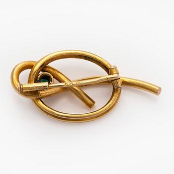 Brosch, fasettslipad smaragd, 14K (56) guld, St. Petersburg.