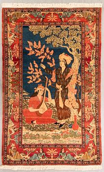 A semiantique signed Kashan carpet ca 203x135 cm.