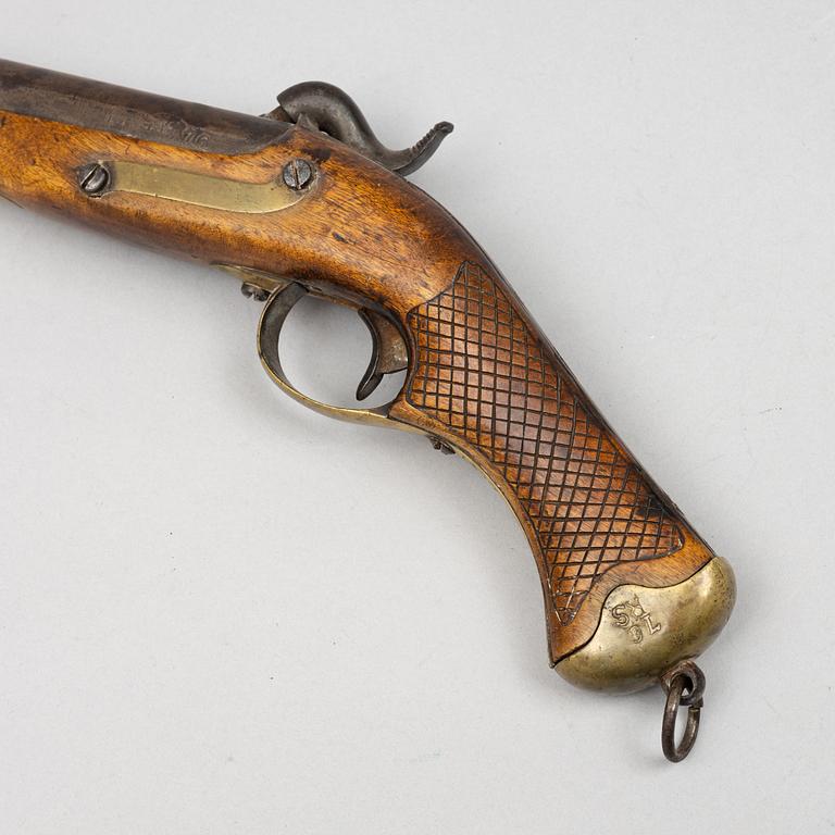 A smoothbore Swedish percussion pistol 1850 pattern.
